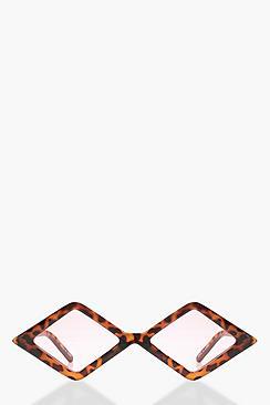 Boohoo Pink Lens Tortoiseshell Diamond Sunglasses