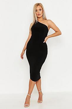 Boohoo Plus Double Slinky One Shoulder Midaxi Dress