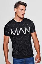 Boohoo Paint Splatter Man T-shirt With Rolled Sleeves
