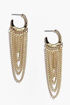Boohoo Lexi Small Hoop Chain Chandelier Earrings