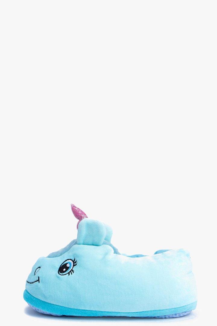 Boohoo Tilly Unicorn Novelty Slippers Blue