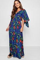 Boohoo Petite Megan Tropical Print Kimono Sleeve Maxi Dress
