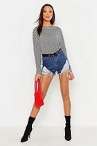 Boohoo Tall Stripe Cotton Long Sleeve T- Shirt