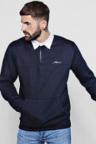 Boohoo Man Fleece Rugby Shirt With Kangaroo Pocket