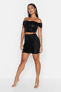 Boohoo Ruched Front Mini Skirt