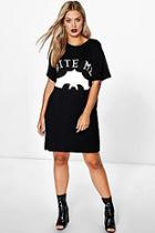 Boohoo Plus Amie Halloween Slogan T-shirt Dress