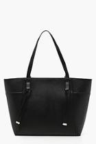 Boohoo Tab Detail Structured Crosshatch Tote