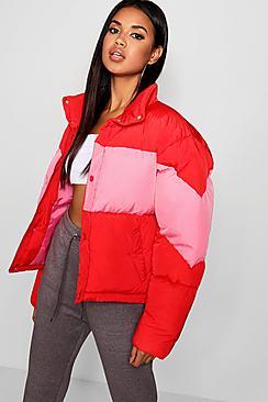 Boohoo Colour Block Puffer Jacket