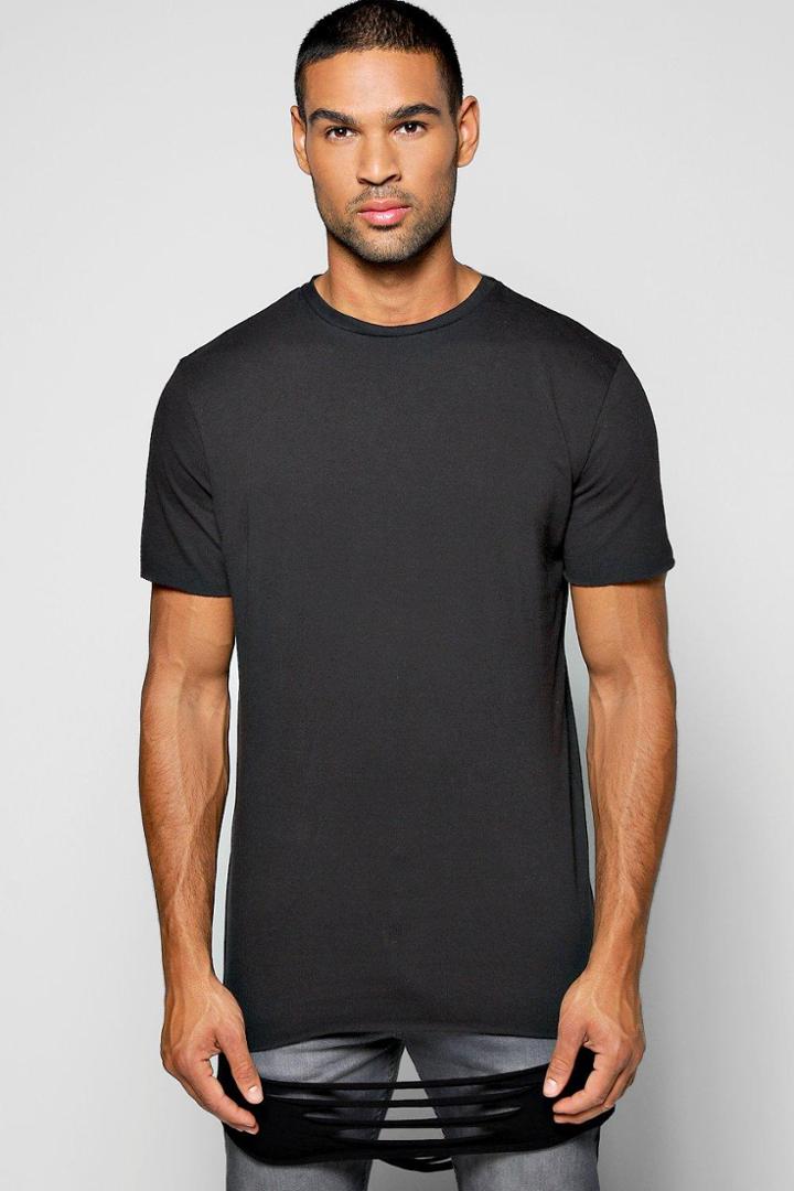 Boohoo Longline Ripped T-shirt Black