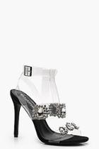 Boohoo Katie Embellished Clear Strap Sandals