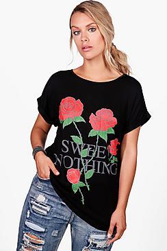 Boohoo Plus Audrey Sweet Nothing Printed Tee