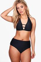 Boohoo Plus Fay Lace Up Front High Waist Bikini
