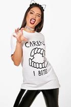 Boohoo Faye Fangs Printed Halloween T-shirt