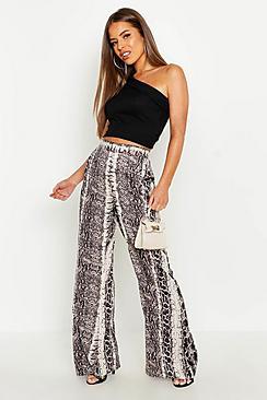 Boohoo Petite Wide Leg Snake Trouser