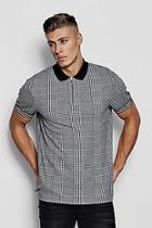 Boohoo Check Jacquard Polo With Taped Cuff
