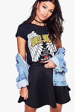 Boohoo Fit And Flare Skater Skirt