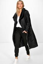 Boohoo Boutique Millie Longline Duvet Coat Black