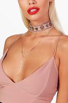 Boohoo Lucy Embroidered Lace Necklace Set
