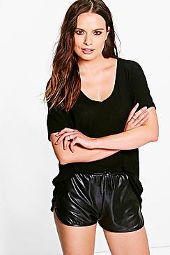 Boohoo Nina V Neck Ribbed T-shirt