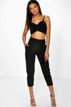 Boohoo Samira Belted Tailored Trousers Black