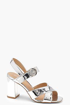 Boohoo Nicole Wide Fit Cross Strap Block Heels