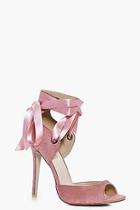 Boohoo Violet Lace Up Peeptoe Sandal