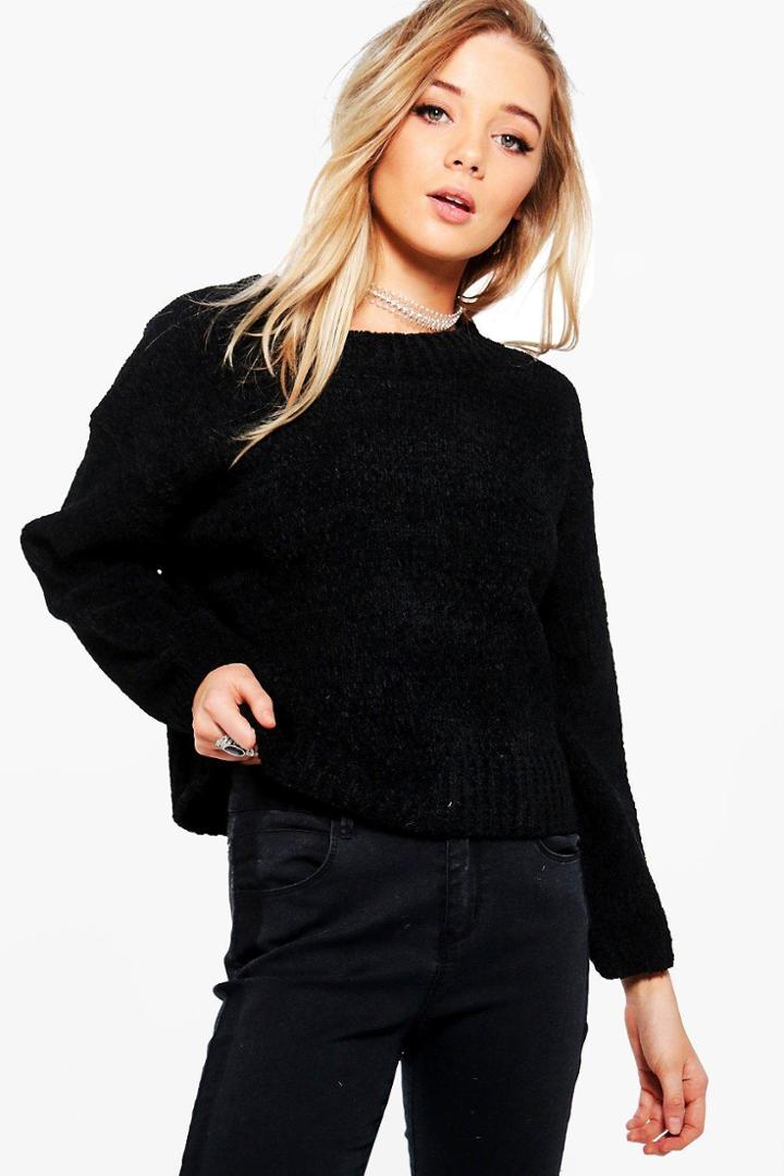 Boohoo Jasmine Boucle Knit Jumper Black