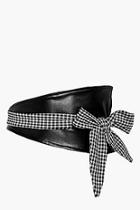 Boohoo Esme Pu Waist Belt With Gingham Tie