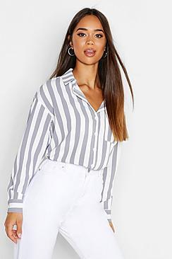 Boohoo Stripe Pocket Long Sleeve Shirt