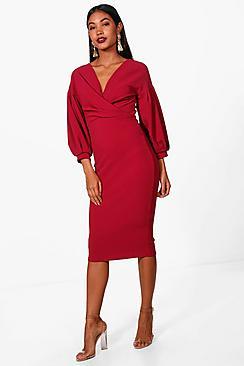 Boohoo Willow Off The Shoulder Wrap Midi Dress