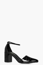 Boohoo Ella Croc Patent Block Heel Pointed