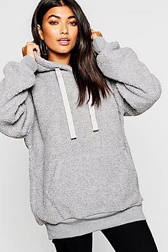 Boohoo Borg Pocket Knitted Oversized Boyfriend Jumper