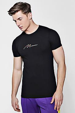 Boohoo Muscle Fit Crew Neck Man Rainbow T-shirt
