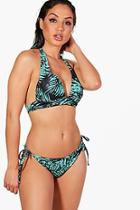 Boohoo Cyprus Leaf Print Push Up Triangle Bikini