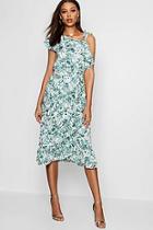 Boohoo Tall Marie One Shoulder Ruffle Midi Dress