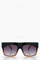 Boohoo Jane Flat Top Tortoiseshell Sunglasses