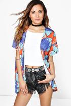 Boohoo Mollie Bright Floral Print Kimono Orange