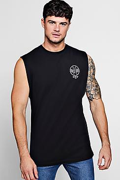 Boohoo Peace Print Drop Arm Hole Tank