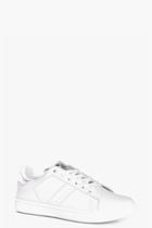 Boohoo Lola Metallic Tab Lace Up Trainer Silver