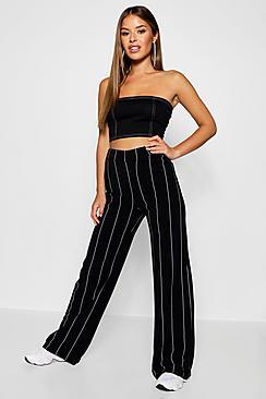 Boohoo Petite Phoebe Wide Leg High Waisted Trouser