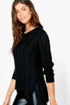 Boohoo Beth Ladder Stitch Jumper Black