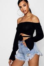 Boohoo Molly Ruched Tie Front Bardot