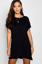 Boohoo Petite Roll Up Sleeve T-shirt Dress