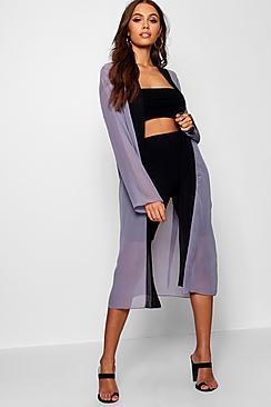 Boohoo Contrast Panel Chiffon Kimono