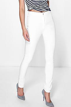 Boohoo Avah High Rise Tube Jeans In White