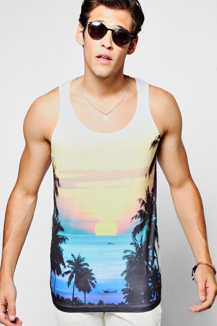 Boohoo Multi Coloured Sunset Sublimation Tank Top Multi