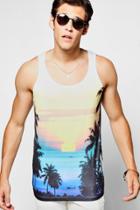 Boohoo Multi Coloured Sunset Sublimation Tank Top Multi