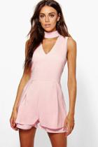 Boohoo Alison Double Layer Choker Playsuit Pink