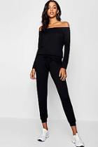 Boohoo Bardot Lounge Top And Trouser Set