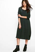 Boohoo Araceli Long Sleeved Oversized Midi Dress Grey